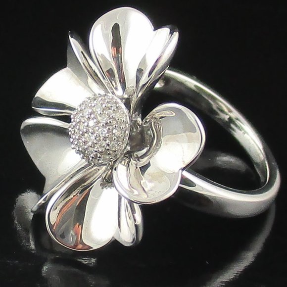 Affinity Diamond 1/10 ct Pave' Flower Ring - Picture 3 of 6